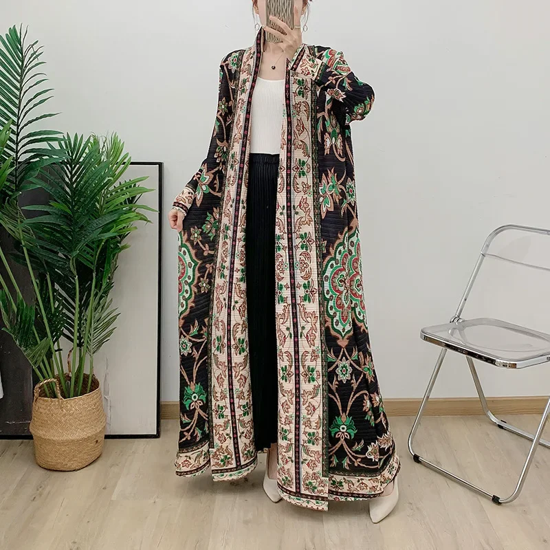 Pleats Pleated Robe Jacket Loose Muslim Robe Women Pressed Pleated Dress Evening Gown Women's Lace Up Jacket Women Clothing