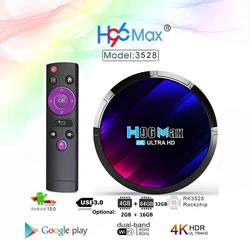 H96 Max Plus 4gb 64gb Android Tv Box 13 Smart TVBox RK3528 2.4G/5Ghz Wifi AVS2 4K H.265 4GB 32GB H96MAX Media Player Set Top Box
