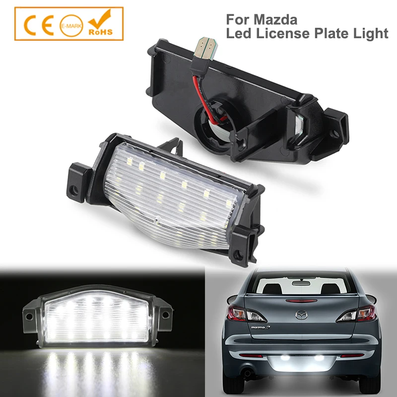 

2Pcs Error Free LED License Plate Lights For Mazda3 2009-2013 Mazda 2 2011-2013 Car Rear Number Lamps White Auto Accessories