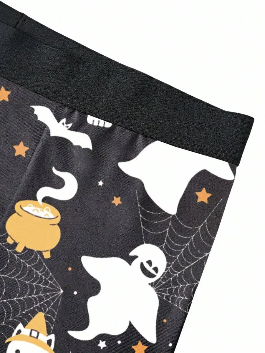 

Mens Halloween Print Boxer Shorts With Ghost Bat Spiderweb Design