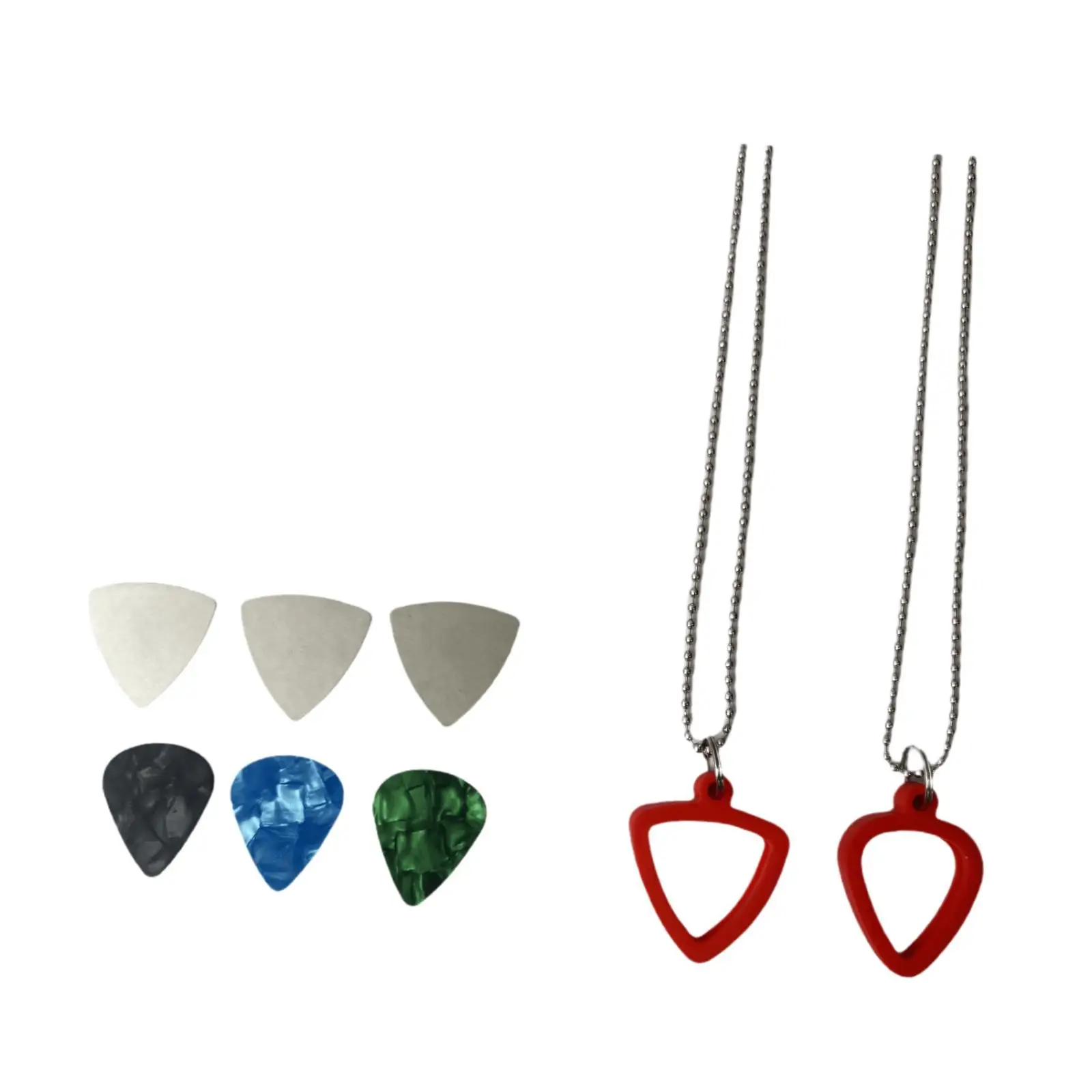 Silicone Stainless Steel Guitar Pick Pendant Necklace Customizable Holder Box for Acoustic Electric Guitar Accessories