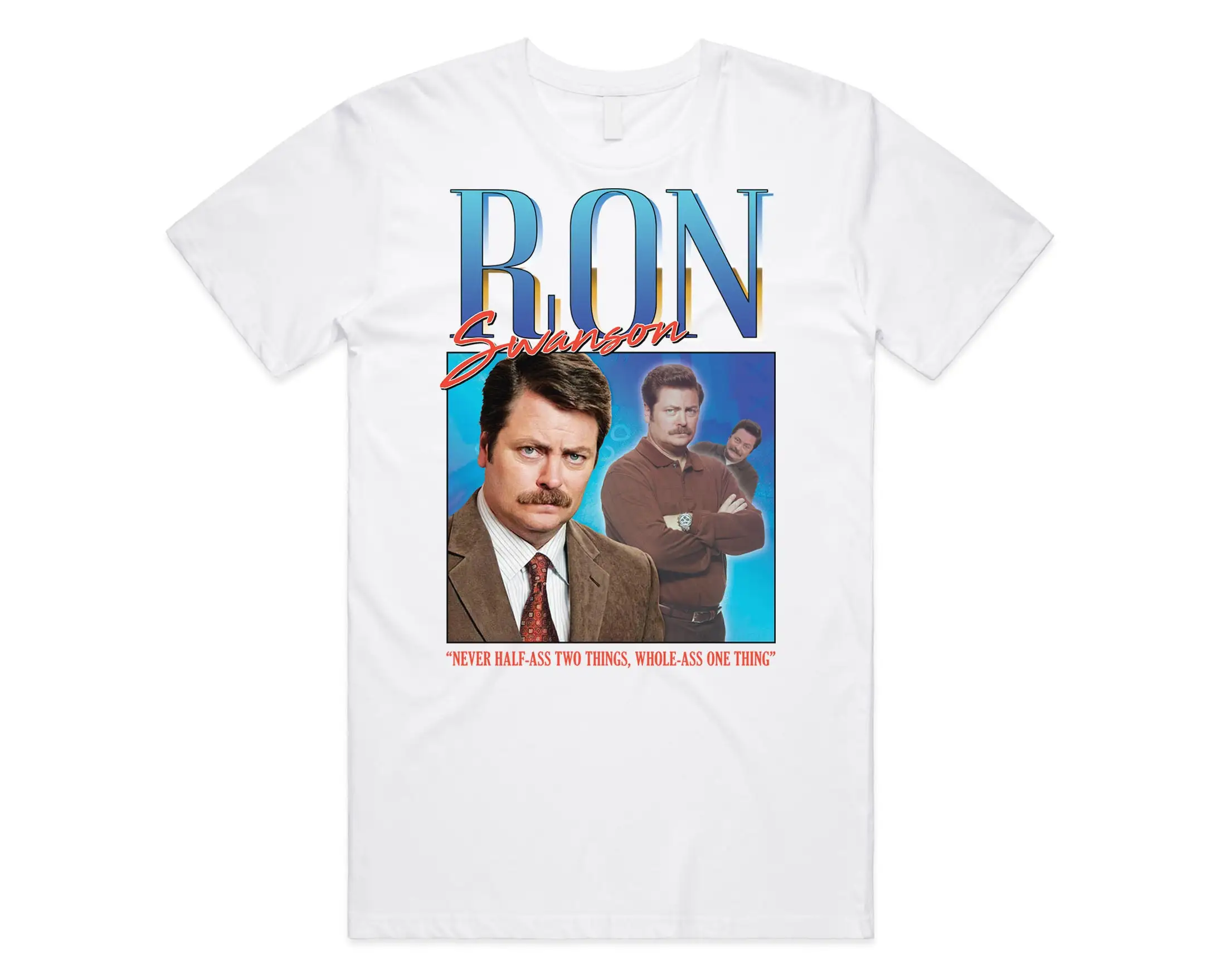 Ron Swanson Homage T shirt Top Parks Rec Funny Retro 90's