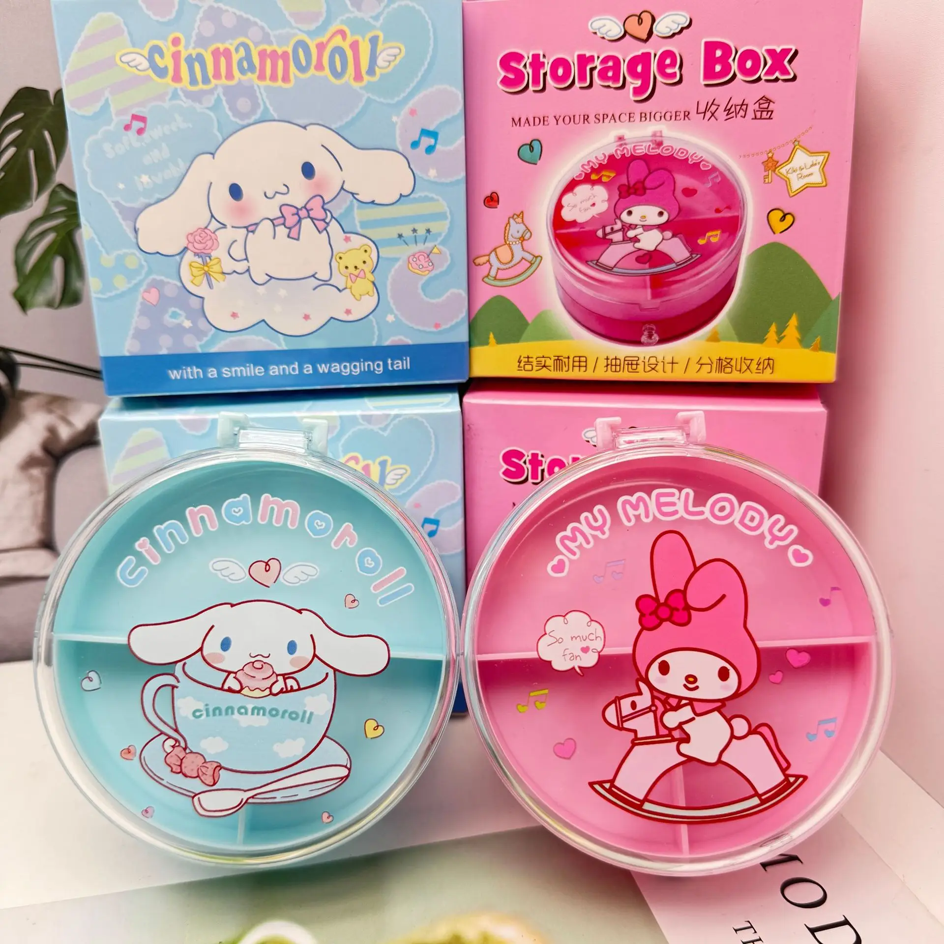 

Kawaii Sanrio Melody Storage Box Cute Big Ears Dog Children's Desk Elastic Band Accessories Small Item Organizer Girl Gift