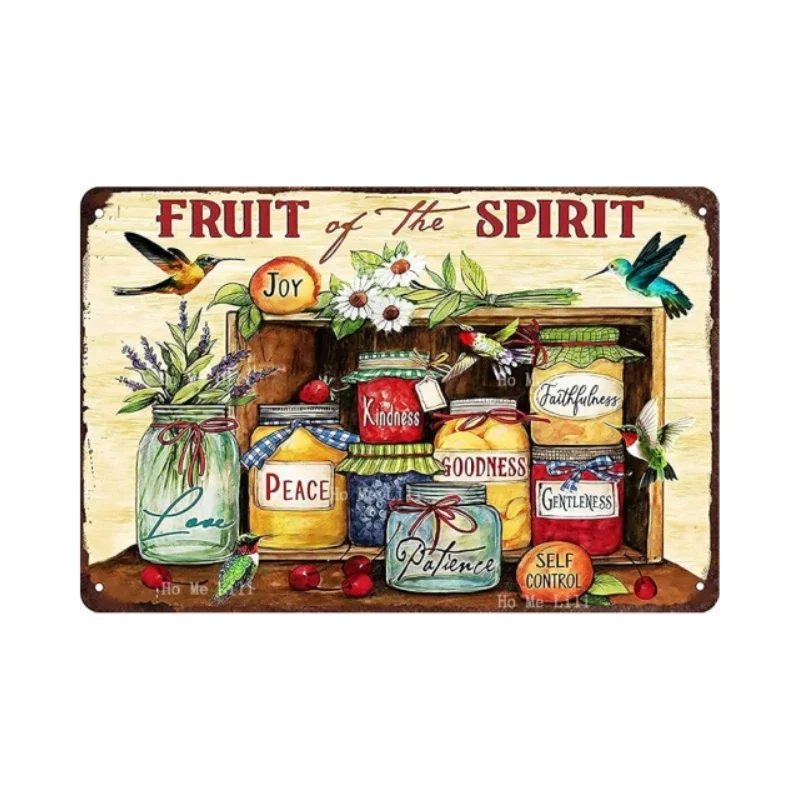 Vintage Tin Sign Fruit Of The Spirit Peace Kindness Retro Metal Signs For Garage Family Bar Room Bathroom Art Wall Decor