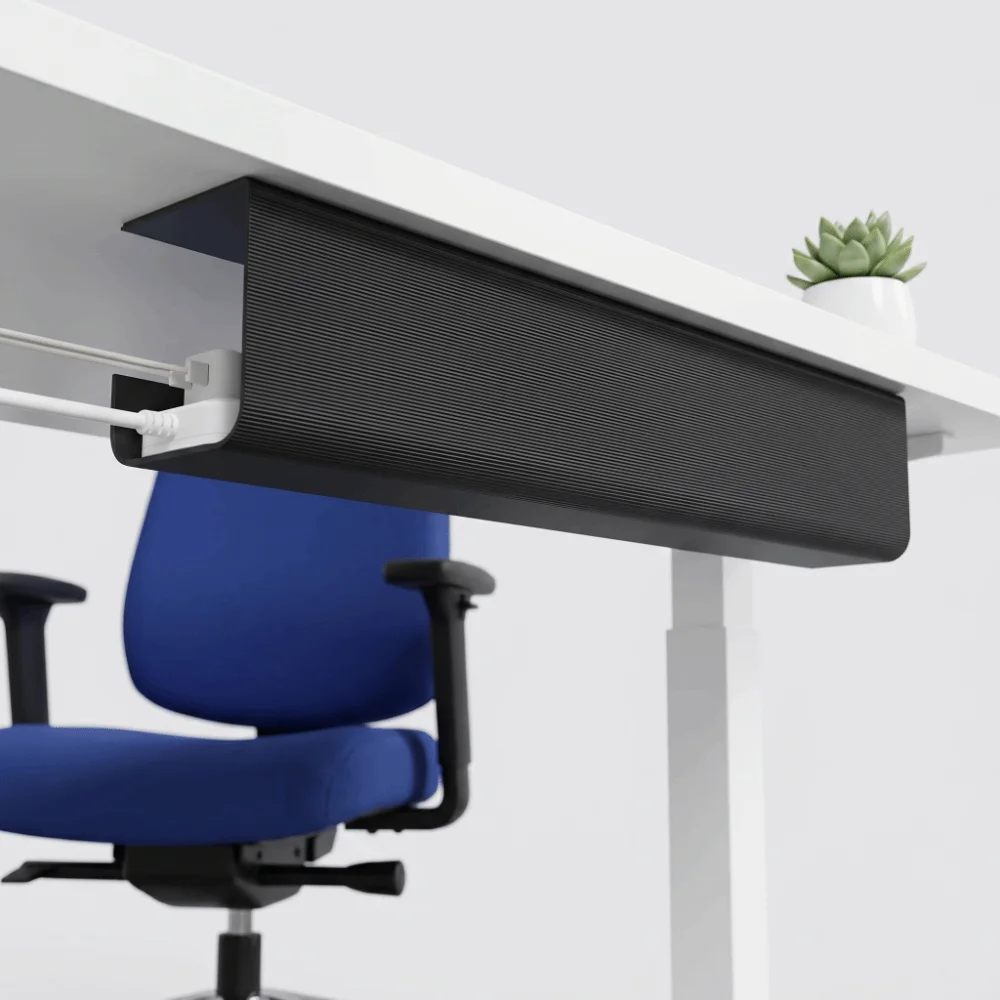 PVC Under Desk Cable Management Tray Large Capacity Easy Installation No Punch Cable Organizer Minimalist Design Adhesive Mount