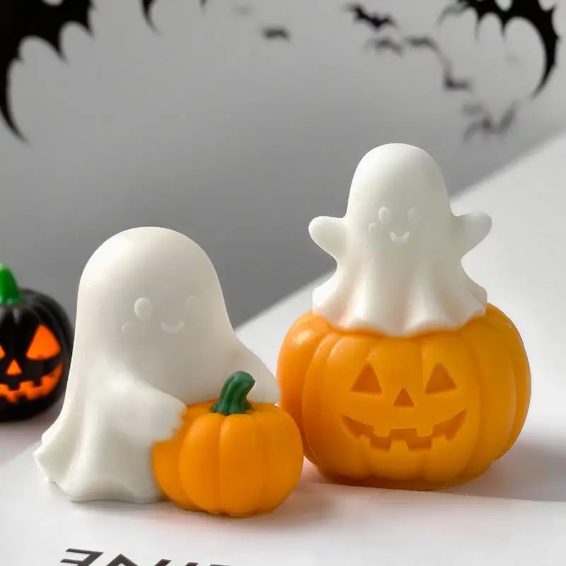 

Halloween Pumpkin Ghost Silicone Mold DIY Pumpkin Aroma Candle Plaster Decoration Mould Halloween Ghost Candle Making Supplies