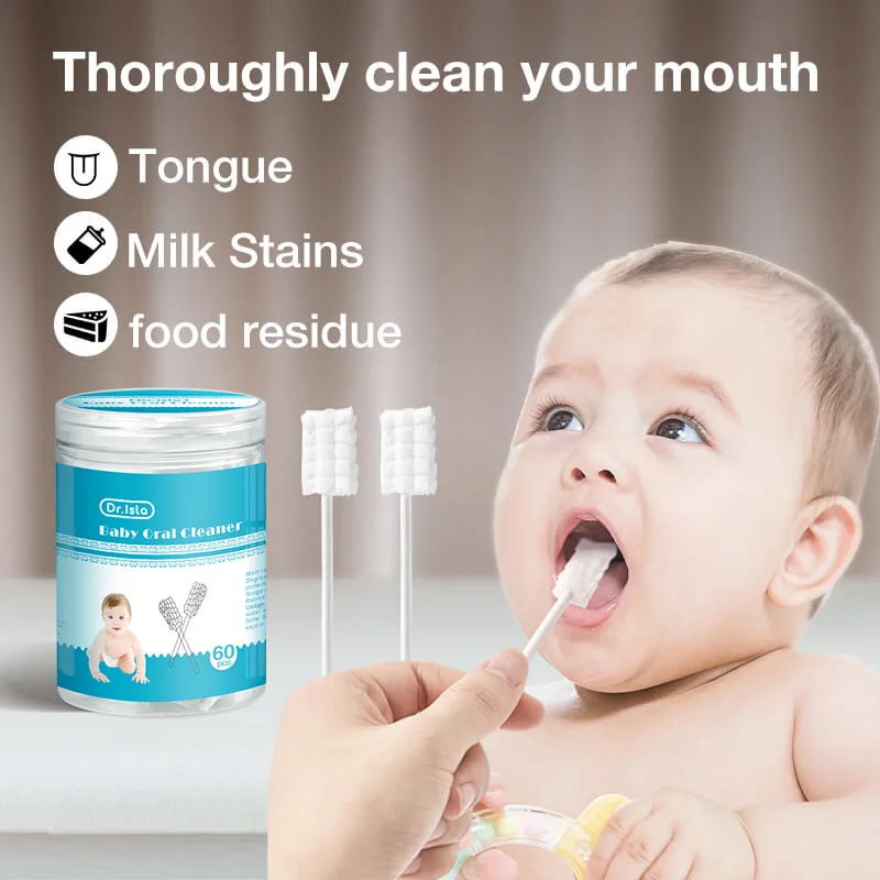 60Pcs/Box Baby Tongue Cleaner Disposable Gauze Toothbrush Paper Rod Infant Oral Cleaning Brush Stick For Newborn Oral Cleaner