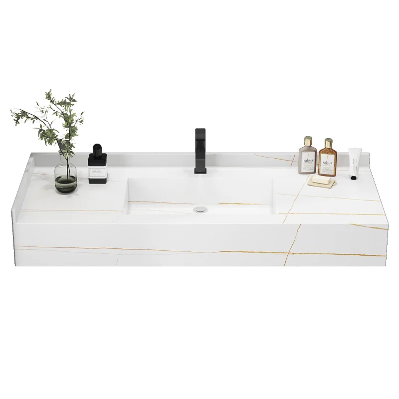

Modern Double Layers Wall Mount Wash Basin Rock Slate Marble Cabinet Sink Floating Bathroom Vanity Sink