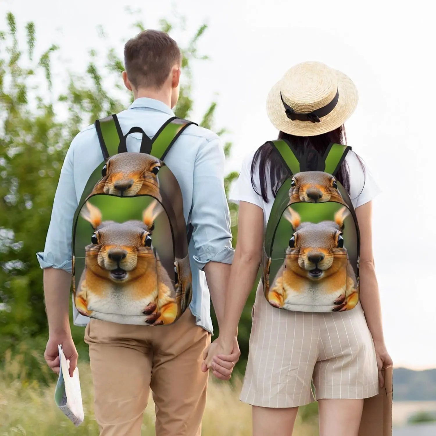 Squirrel Funny Animal print Canvas backpack, fashionable and casual, fit for daily use and outdoor activities