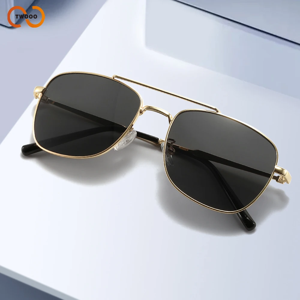 Classic Aviator Sunglasses Men Women Metal Frame Retro Double Bridge Durable Hinge Anti-Slip Legs