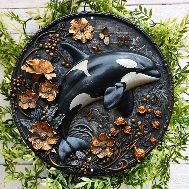 Ocean-Inspired Round Aluminum Wall Sign, Durable, Indoor and Outdoor Decor, Beach Metal Signs, Wall Decor