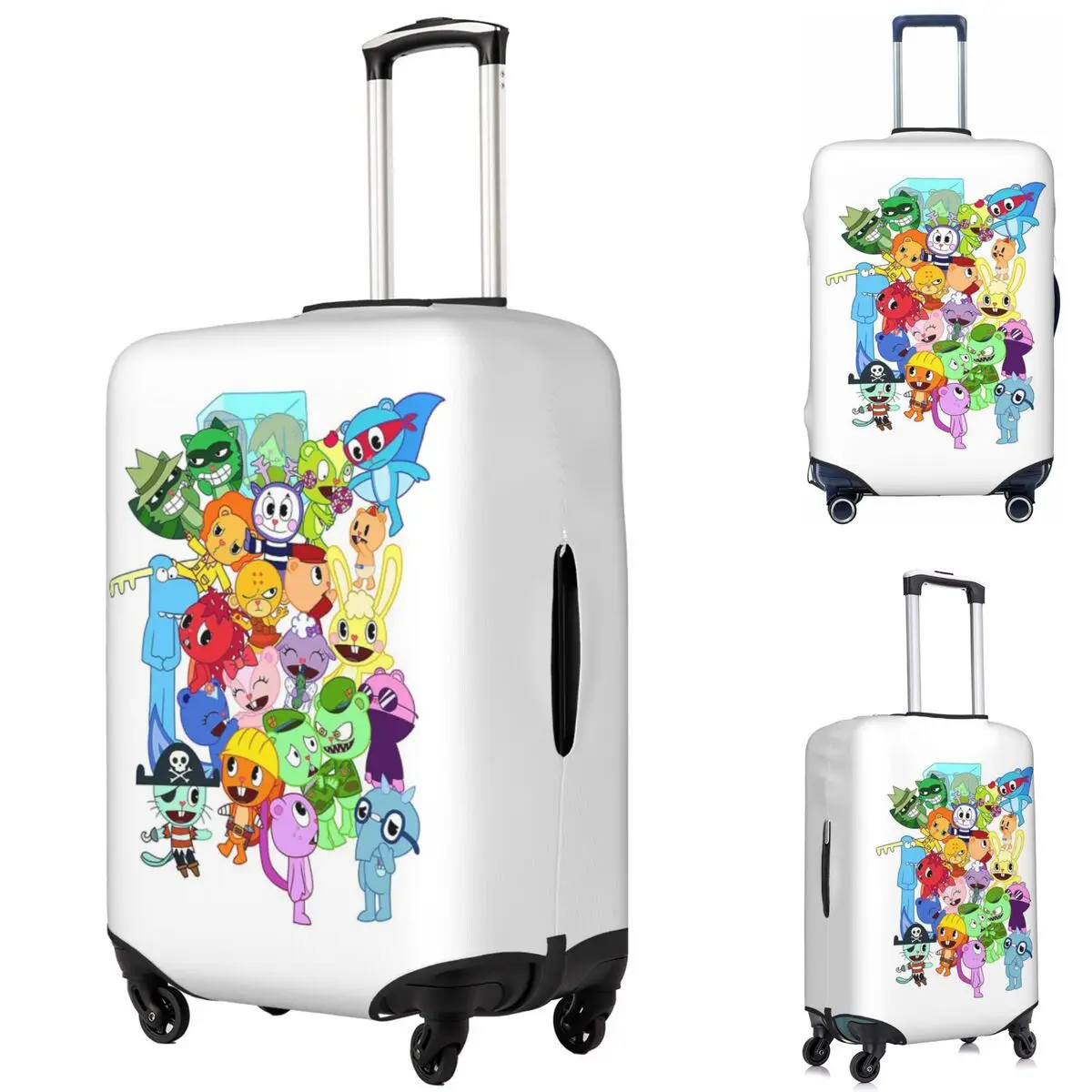 

Happy Tree Friends All Characters Suitcase Cover Protection Elastic Trip Luggage Protector Covers for 18-32 Inch