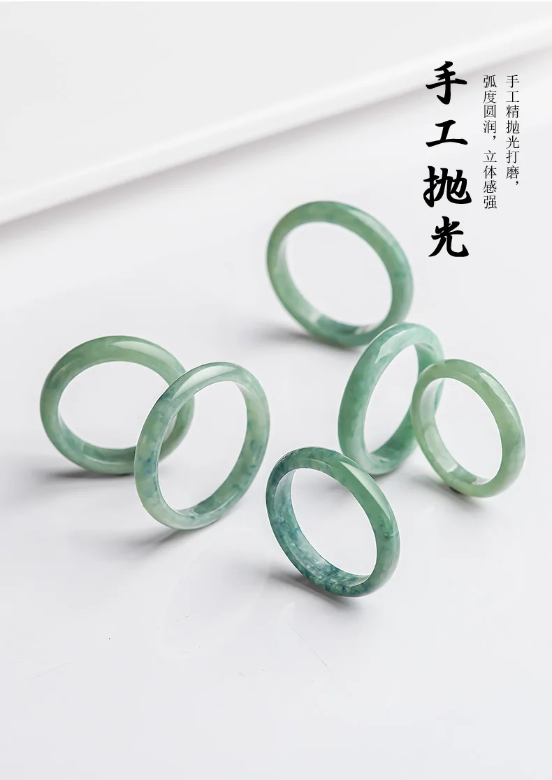 Inner Diameter 14mm-22mm Natural Emerald A-goods Ring For Men Women Couple Pair Circle Jade Hand Jewelry Wholesale Drop Shipping
