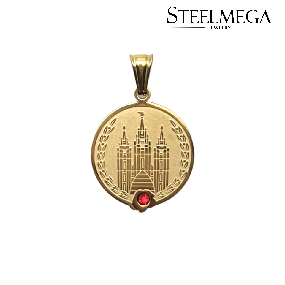 STEELMEGA Stainless Steel Pendant of Salt Lake Temple Medal for