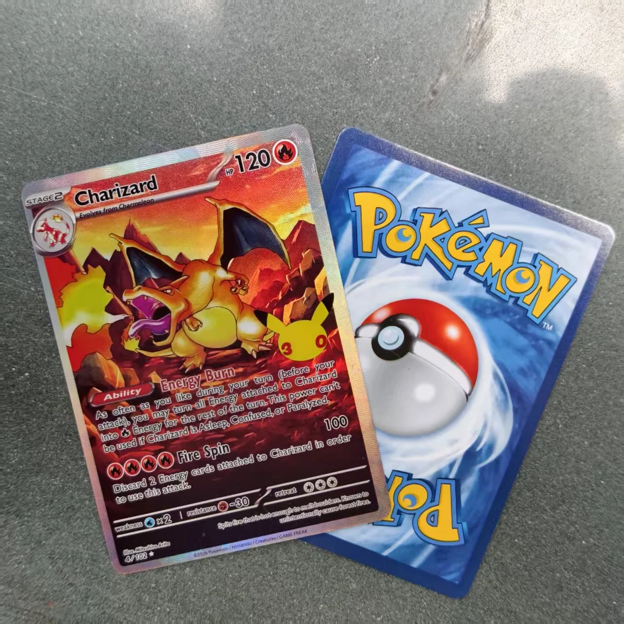 TCG 30th Anniversary Commemorative Card Charizard Blastoise Venusaur Holo Texture DIY Self Made Collection Card