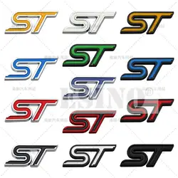 3D ST Car Trunk Metal Badge Emblem For Car Rear Body Tailgate Accessories Adhesive Styling Badge for Ford Focus Fiesta Edge