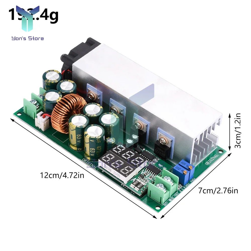 DC-DC High Power 600W Adjustable Step-down Power Supply Module With Fan 12V-80V To 2.5V-50V Buck Converter 20A Constant Current