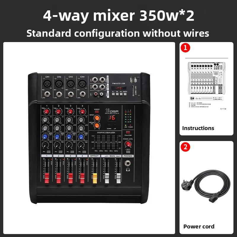 Professional mixer with power amplifier 4/6 channels digital reverb effect Bluetooth