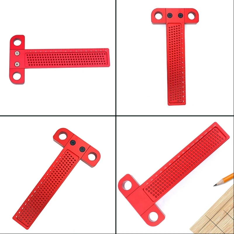 Woodworking Scriber Marking Line Ruler Adjustable Aluminum T-Square Ruler Line Drawing Ruler Adjustment Scale Tool