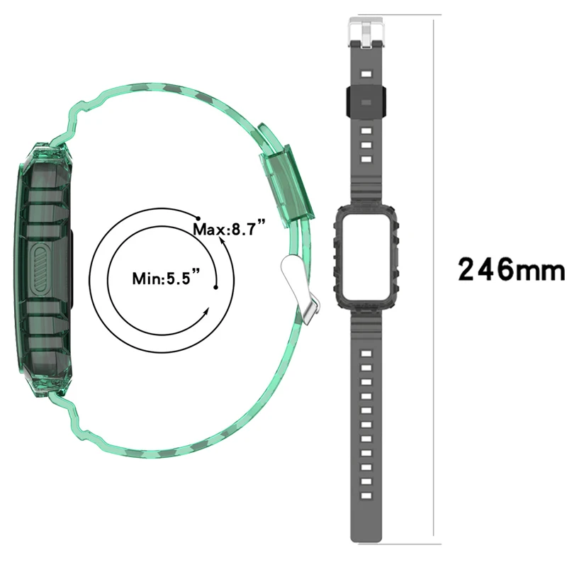 Glacier Armor Wrist Strap For Huawei Band 9 8 7 6 Smartwatch Wristband For Honor 6/7 Bracelet Watchband with Clear Case Belt