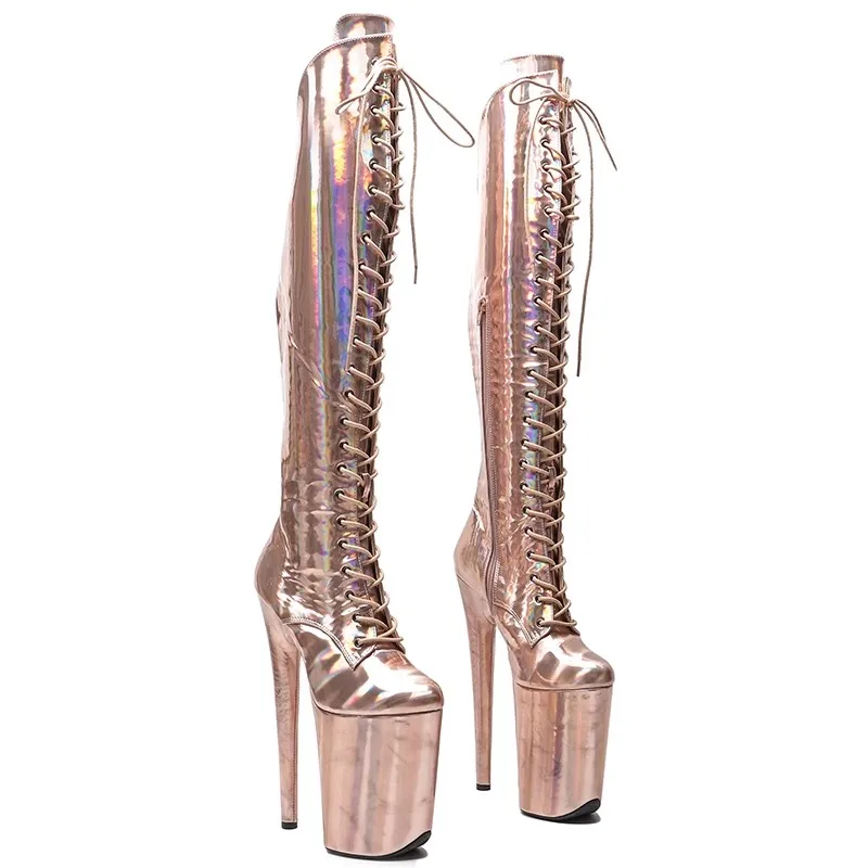 LAIJIANJINXIA New 23CM/9Inch PU Upper Women's Platform Party High Heels Modern Knee-High Boots Pole Dance Shoes 109