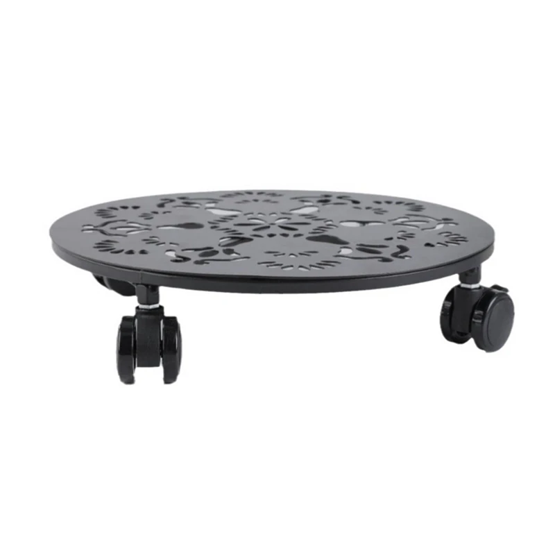 

12 Inches Large Metal Plant Stands With Wheels Round Planter Pot Mover Rollers Plant Stands