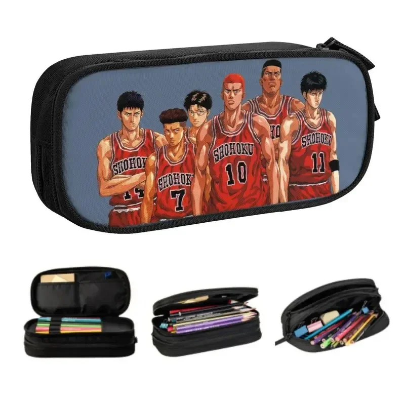 Anime SLAM DUNK Big Capacity Pencil Pen Case Stationery Bag Pouch Holder Box Organizer for Teens Girls Adults Student