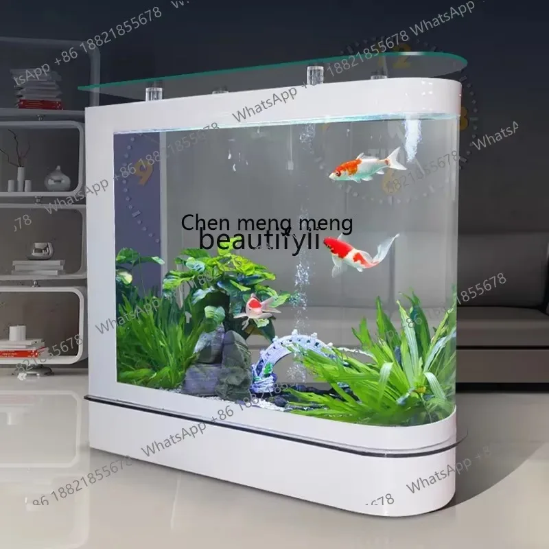 F181 l Fish Tank Arc Type Glass Fish Tank Aquarium Partition Customizable Bottom Filter Fish Tank