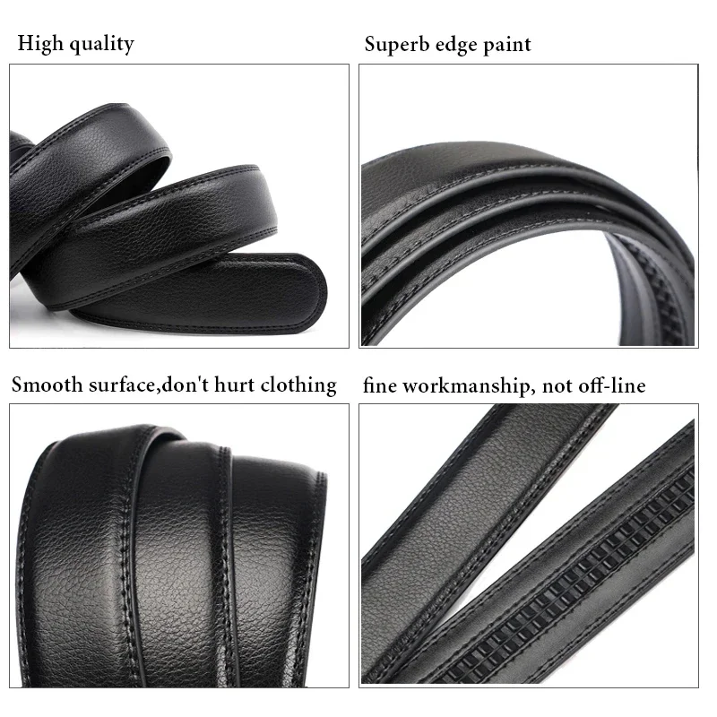 Belt No Buckle for Automatic Buckle PU Leather Belts Without Buckle for Men Women No Buckle 4 Size Wide 2.4 2.8 3.0 3.5 Width