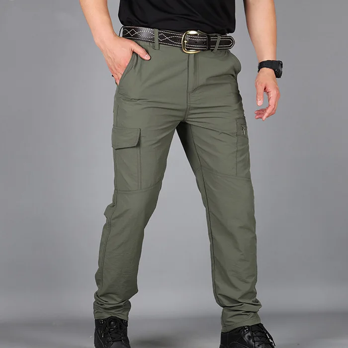 Hiking Pants For Men 2024 New Summer Quick Dry Lightweight Outdoor Tactical Cargo Loose Fit Multi-Pocket Climbing Joggers High