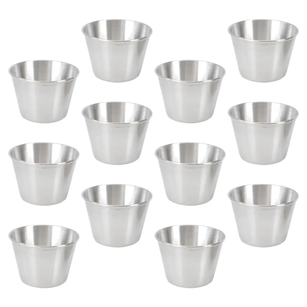 

12 pcs Stainless Steel Dipping Sauce Cups Smooth Easy Clean Corrosion Resistant High Temperature Use Kitchen Sauce Holder For