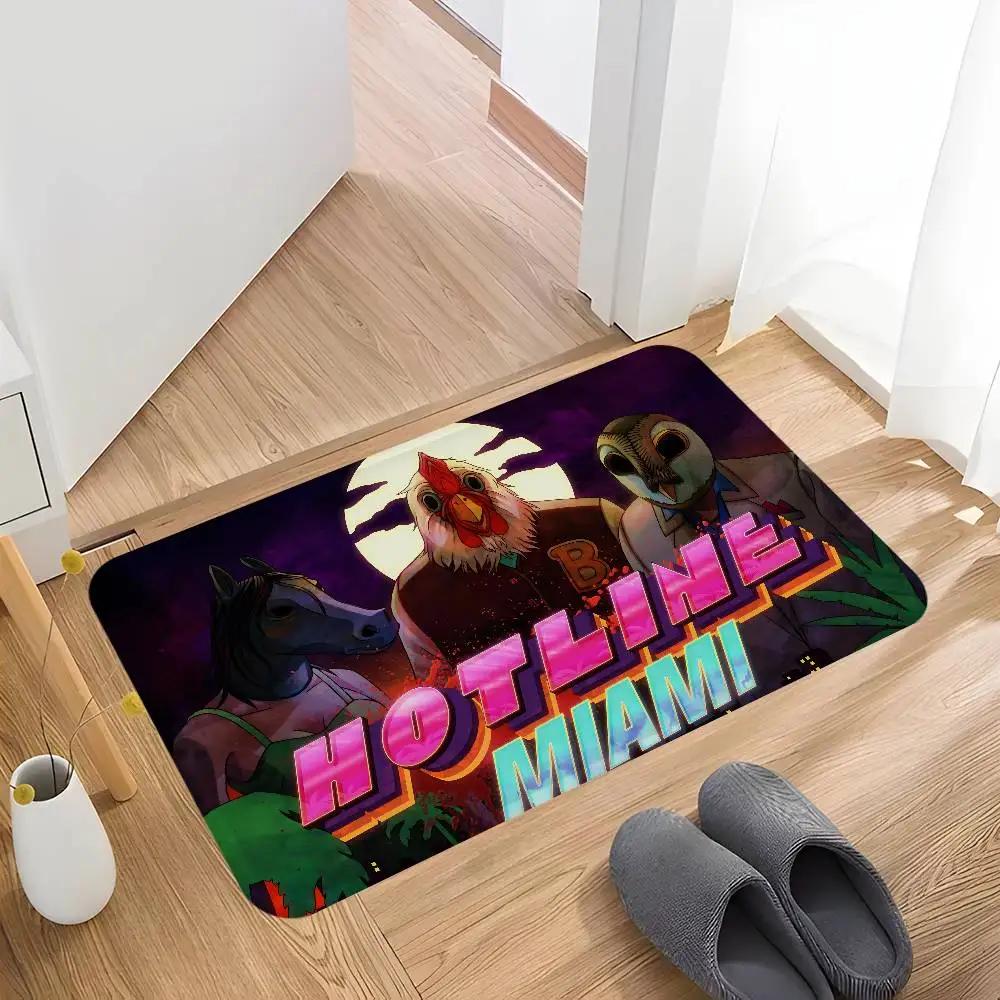 Action Game Hotline Miami Door Mat Washable Non-Slip Living Room Sofa Chairs Area Mat Kitchen Doormat Area Rug