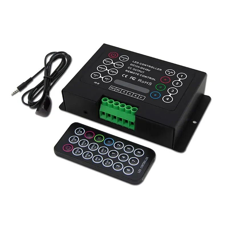 

Constant Current RGB Controller BC-380-350mA BC-380-700mA 12V-48V 0-100% dimming and 16 levels of static brightness per RGB