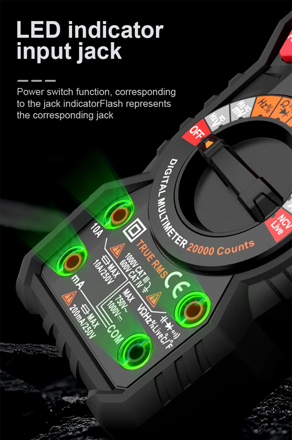 HT118 Digitalmultimeter Ture RMS 1000 V AC/DC 6000 Zählungen Voltmeter Auto/Manueller Bereich NCV Hz Diode Ohm Tester mit Hintergrundbeleuchtung – Detail 10
