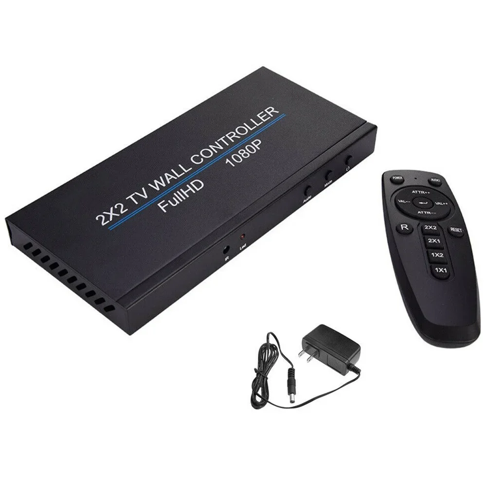 

DC 12V Full HD 1080P 4 Channel Screen Splicing 2x2 4x1 Alloy TV Images Stitching Plug And Play Universal Video Wall Controller