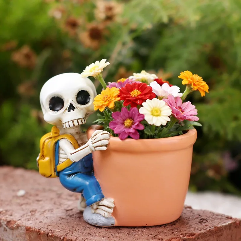 

Креативные декоративные кашпо из смолы в форме черепа для суккулентов и бонсай, для улицы, двора, балкона, садового декора