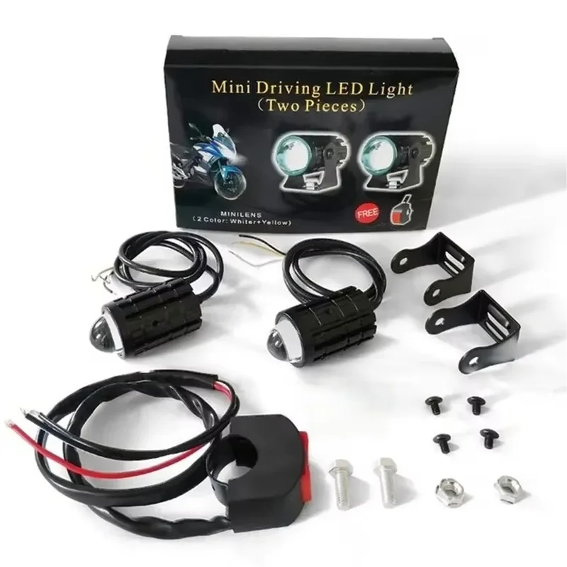LED Motorcycle Spotlight With Switch 2PCS Super Bright Motorcycle LED Explorers Headlight Projector Fisheye Lens LED Moto Fog