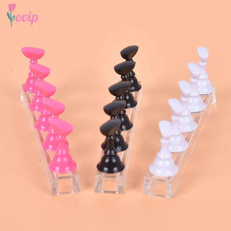 1Set Magnetic False Nail Tips Practice Trainning Display Stand Holder Base Alloy Crystal Nail Art Polish Display Manicure Tools