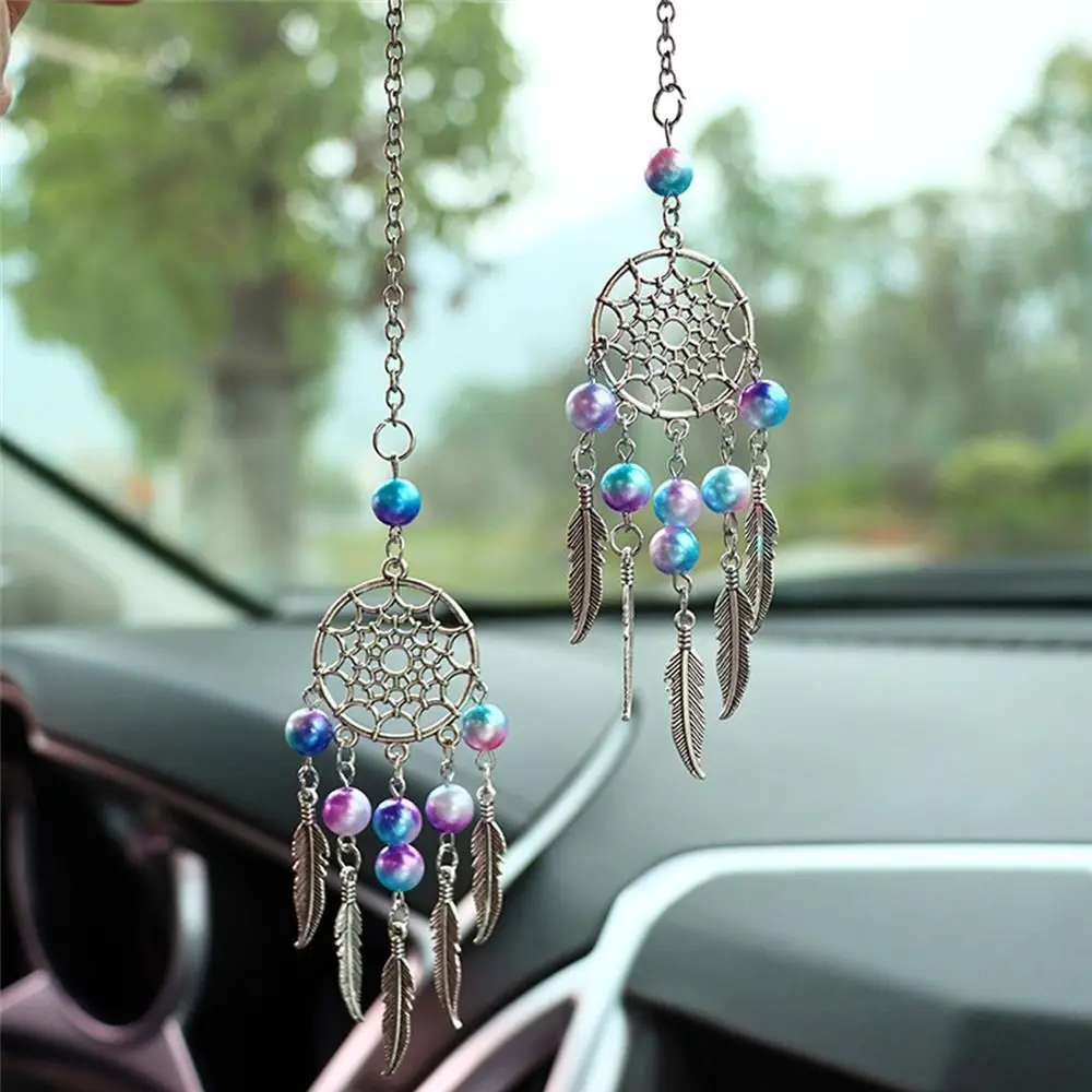 Fashion Rearview Mirror Car Interior Pendant Beads Car Accessories Dreamcatcher Colorful Hanging Ornaments