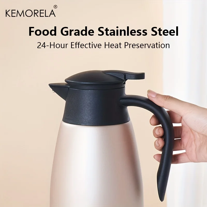 KEMORELA 2L Kaffee Thermo Wasserkocher Edelstahl Isolierflaschen Büro Thermosflasche Isolierung Wasserkocher Warmwasser Thermoskanne