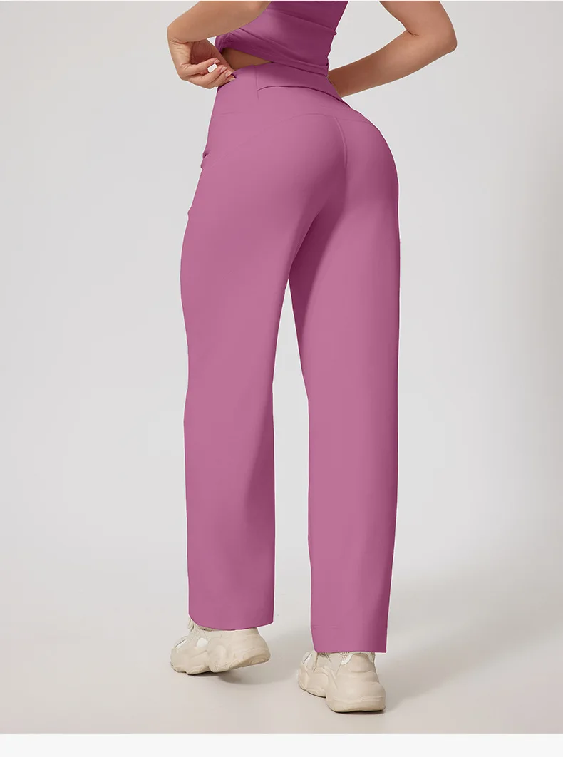 Alpha Women's High Waisted Wide Leg Straight Pants with Waist Pockets Stretch Loose Pants Comfy Casual Lounge Sweatpants image 2