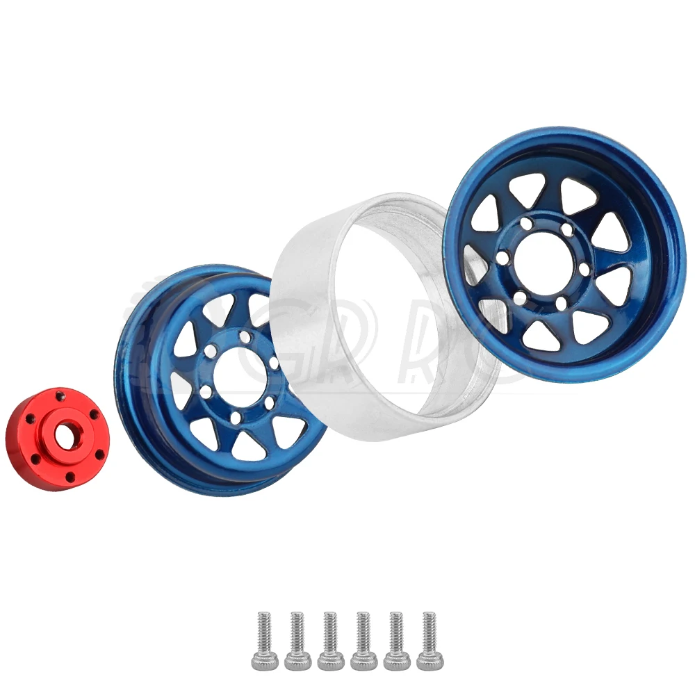 1.0 Inch Aluminum Alloy Beadlock Wheel Hub Rims w/ Tires For RC Crawler Car Axial 1/24 SCX24 AX24 1/18 TRX4M Wheels Upgrade Part