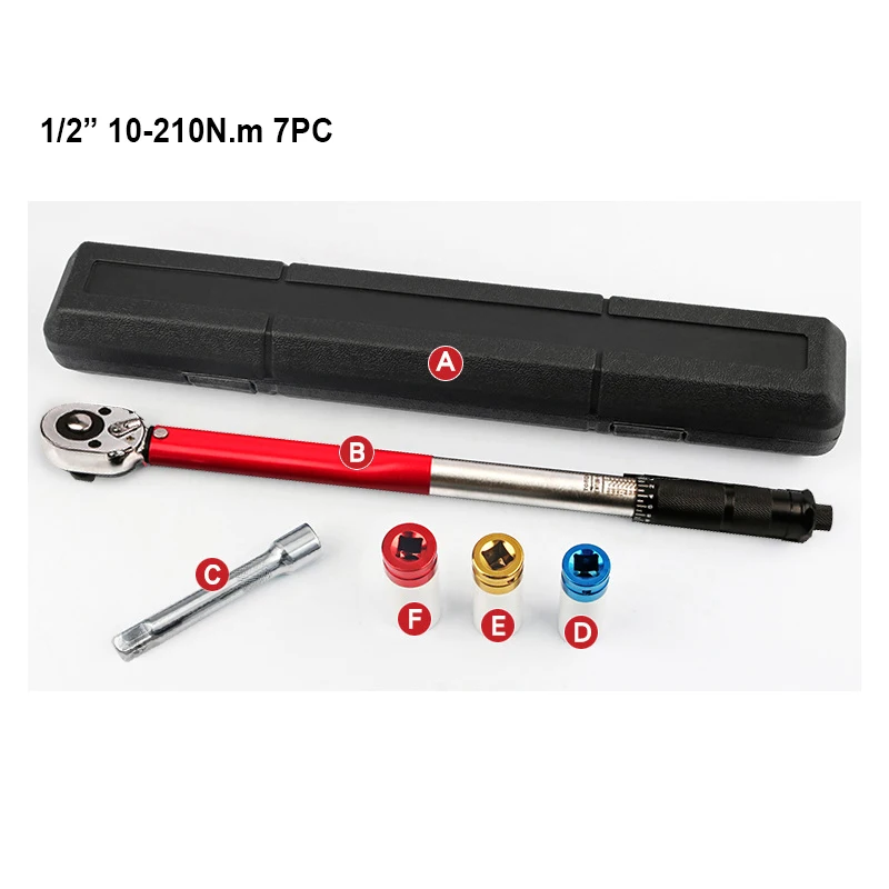 10-210N.m Momentsleutel 1/2 "Precieze Omkeerbare Ratel Draaimomenten Sleutel Professionele Fiets Motor Auto Automotive Tool