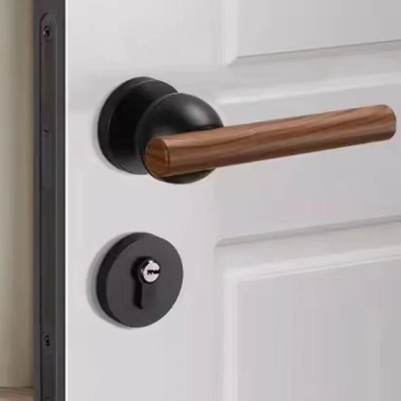 Indoor Silent, Luxury, Simple and Fashionable Handle for Entrance Doors New Chinese Walnut Universal Lockset