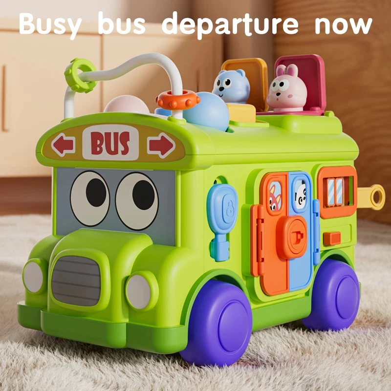 Montessori Educational Baby Busy Bus Toy Toddler Activity Fine Motor Skill Learning Travel Toys For Kids