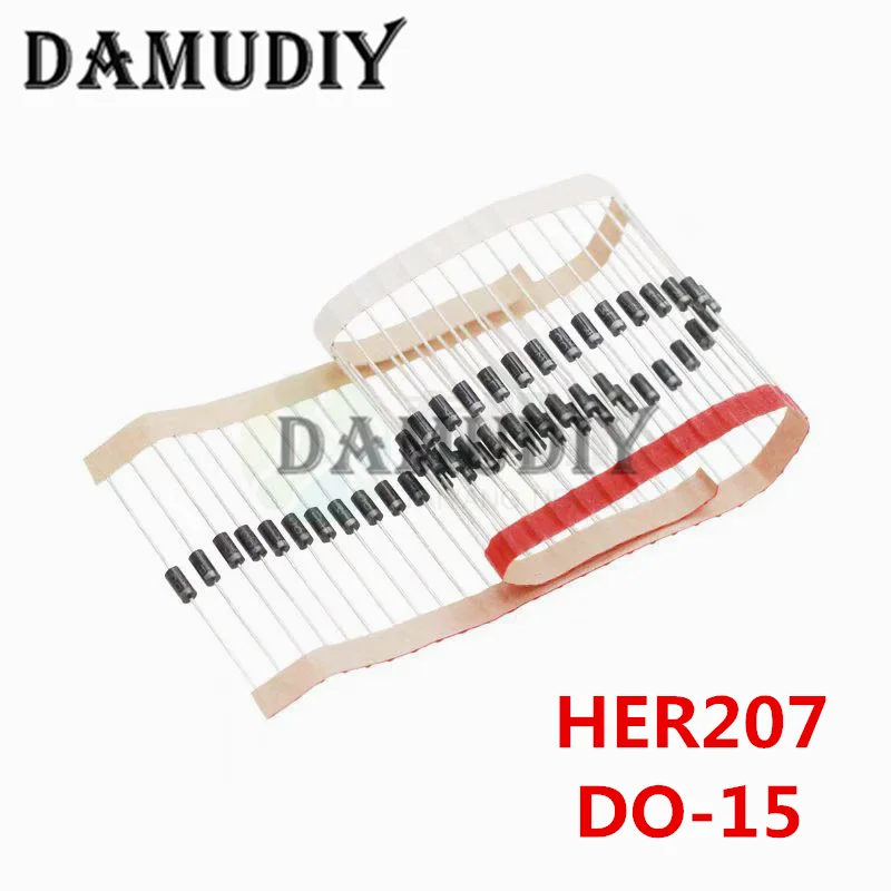 50pcs HER207 2A 800V DO-15 Fast Recovery Rectifier Diode