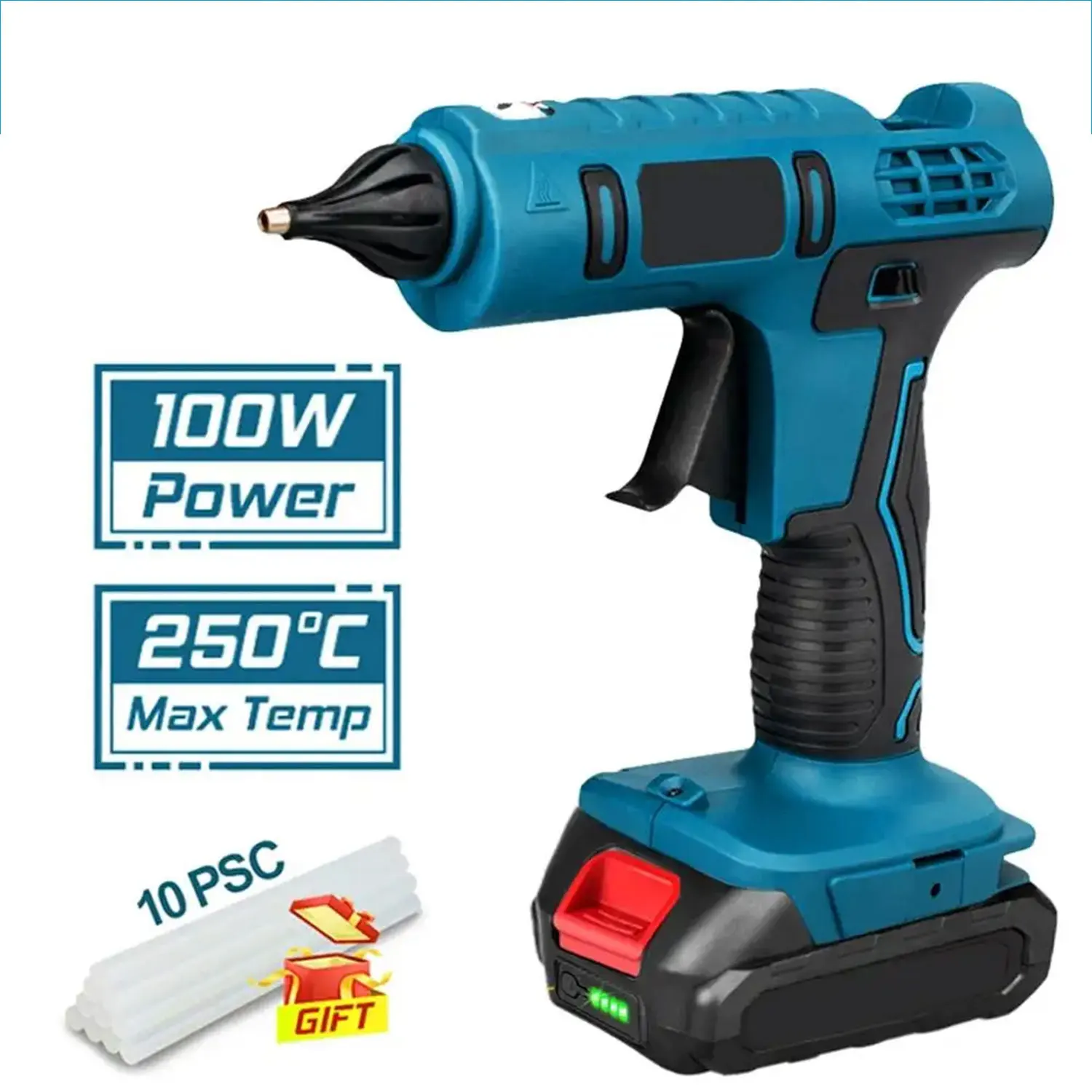 Electric Hot Melt Glue Gun, Cordless Electric Glue Gripper, Hot Melt Welding Battery, Hot Air Gun, 10 Glue Sticks