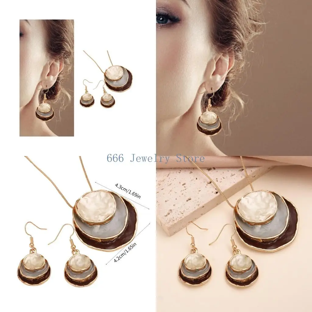 F2TD Flower Jewelry Set Chain Necklace Women Office Wear Accessories Suitable for Business Meetings and Social Gatherings