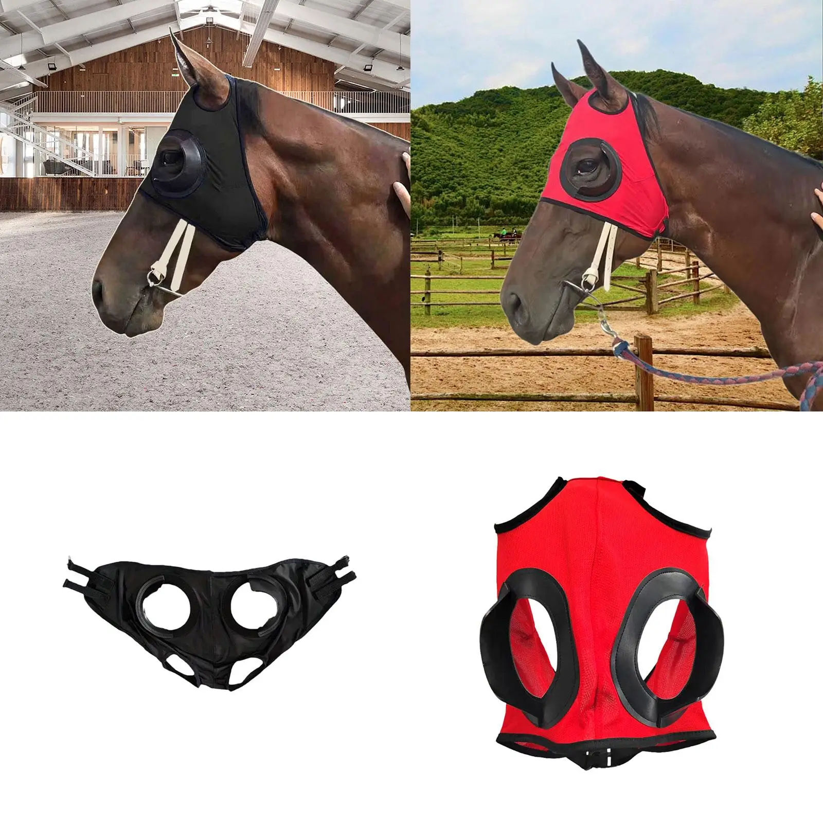 Horse Goggles Breathable Polyester Fly Mask Eye Protector Lightweight Hood for Horse Race Safety