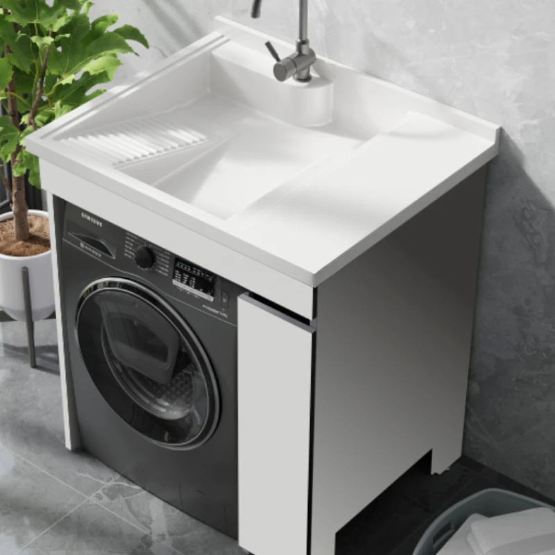 Washing Machine Cabinet Balcony Roller Partner Alumimum Laundry Tub Basin All-in-One Cabinet Customized